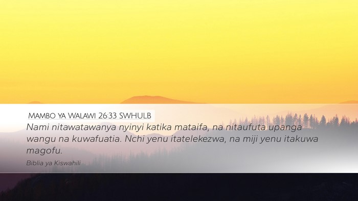 Mambo ya Walawi 26:33 SWHULB Bible Verse Image