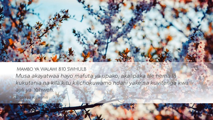Mambo ya Walawi 8:10 SWHULB Bible Verse Image