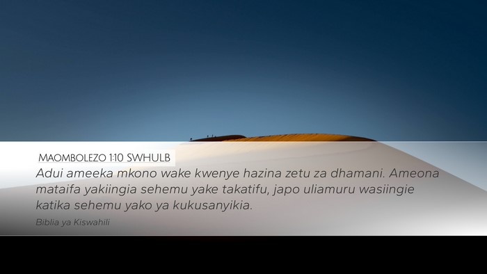 Maombolezo 1:10 SWHULB Bible Verse Image