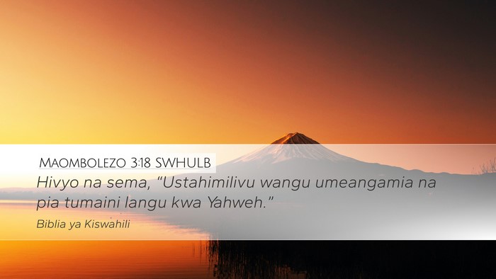 Maombolezo 3:18 SWHULB Bible Verse Image