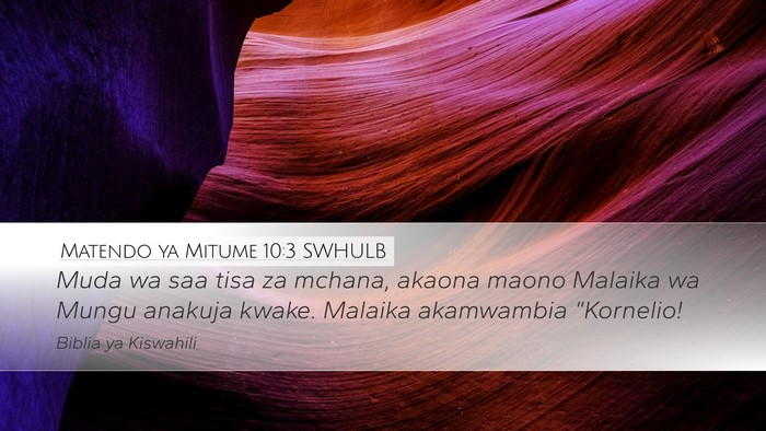 Matendo ya Mitume 10:3 SWHULB Bible Verse Image