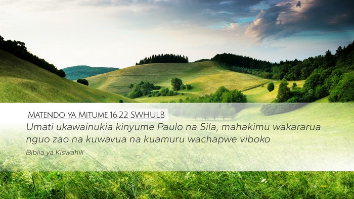 Matendo ya Mitume 16:22 SWHULB Bible Verse Image