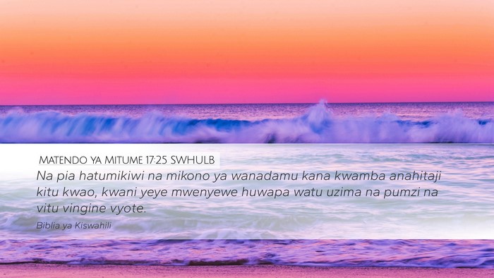 Matendo ya Mitume 17:25 SWHULB Bible Verse Image