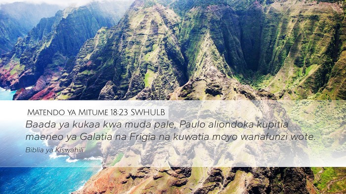Matendo ya Mitume 18:23 SWHULB Bible Verse Image