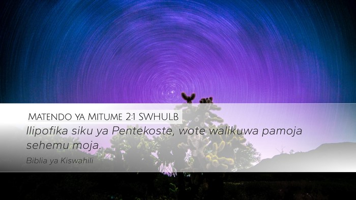 Matendo ya Mitume 2:1 SWHULB Bible Verse Image