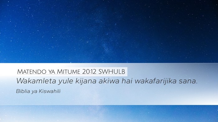 Matendo ya Mitume 20:12 SWHULB Bible Verse Image