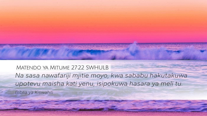 Matendo ya Mitume 27:22 SWHULB Bible Verse Image