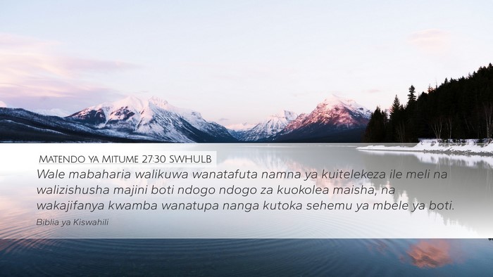 Matendo ya Mitume 27:30 SWHULB Bible Verse Image