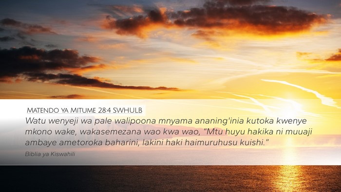 Matendo ya Mitume 28:4 SWHULB Bible Verse Image