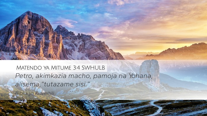 Matendo ya Mitume 3:4 SWHULB Desktop Wallpaper - Petro, akimkazia macho, pamoja na Yohana, - Desktop Bible Verse Wallpaper