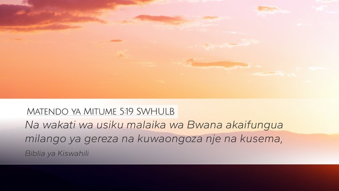 Matendo ya Mitume 5:19 SWHULB Bible Verse Image
