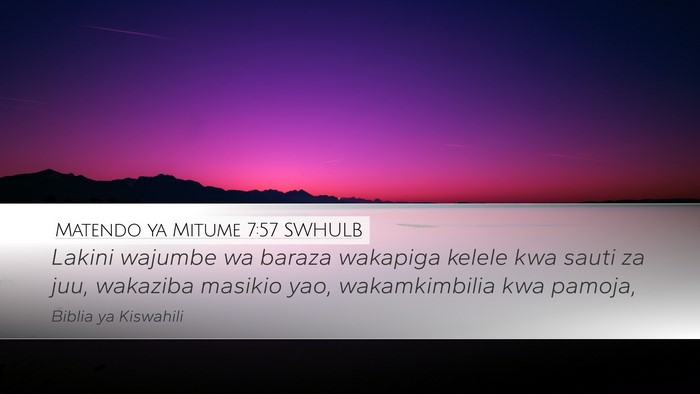 Matendo ya Mitume 7:57 SWHULB Bible Verse Image