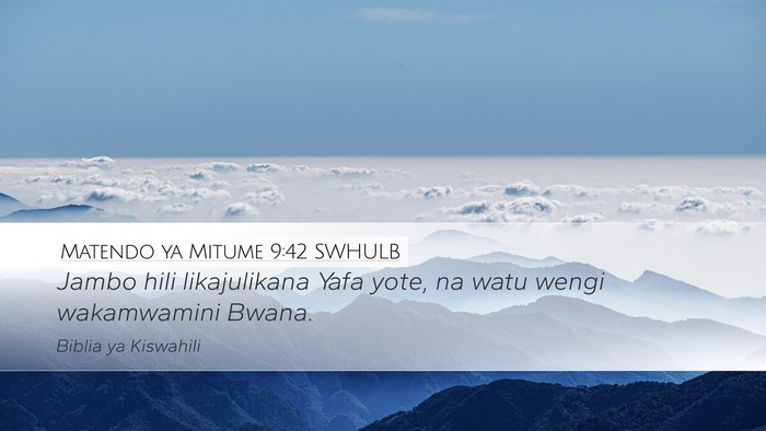 Matendo ya Mitume 9:42 SWHULB Bible Verse Image