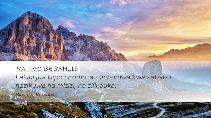 Mathayo 13:6 SWHULB Bible Verse Image