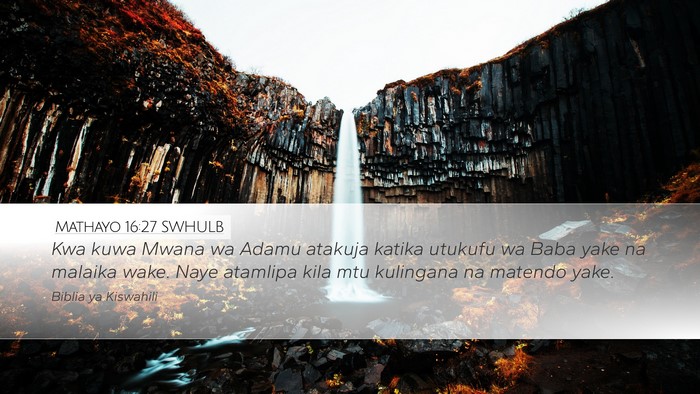 Mathayo 16:27 SWHULB Bible Verse Image