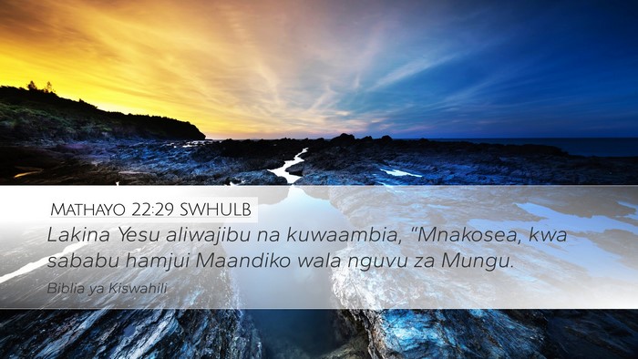 Mathayo 22:29 SWHULB Bible Verse Image