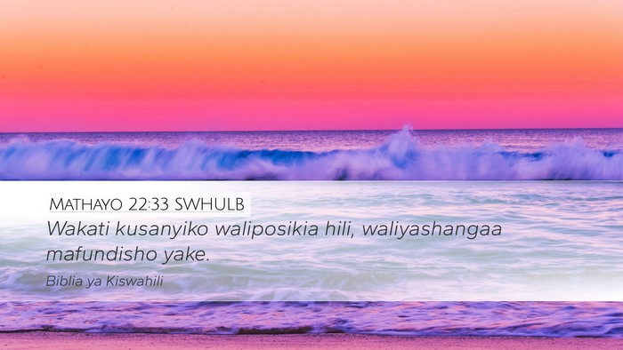 Mathayo 22:33 SWHULB Bible Verse Image