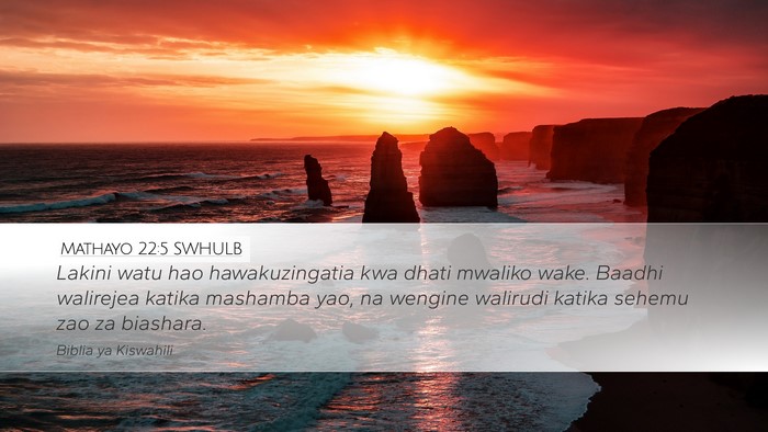 Mathayo 22:5 SWHULB Desktop Wallpaper - Lakini watu hao hawakuzingatia kwa dhati mwaliko - Desktop Bible Verse Wallpaper