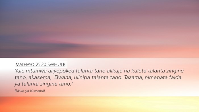 Mathayo 25:20 SWHULB Bible Verse Image