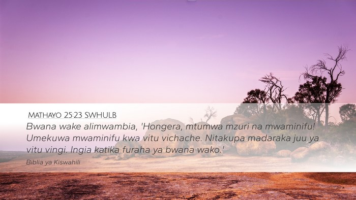 Mathayo 25:23 SWHULB Bible Verse Image
