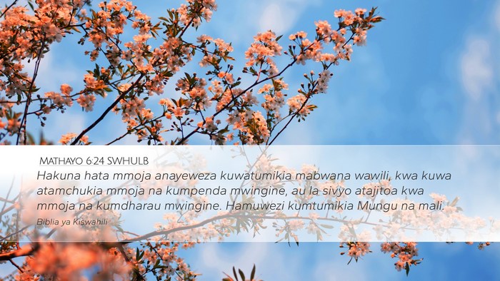 Mathayo 6:24 SWHULB Bible Verse Image