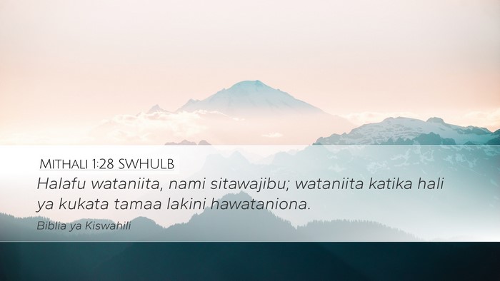 Mithali 1:28 SWHULB Bible Verse Image