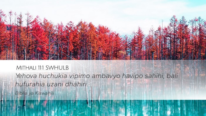 Mithali 11:1 SWHULB Bible Verse Image