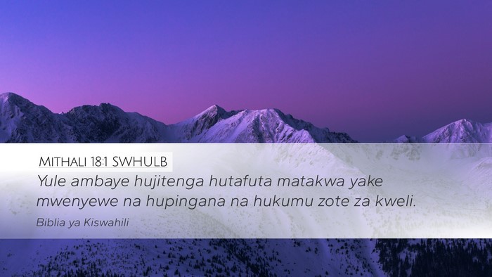 Mithali 18:1 SWHULB Desktop Wallpaper - Yule ambaye hujitenga hutafuta matakwa yake - Desktop Bible Verse Wallpaper