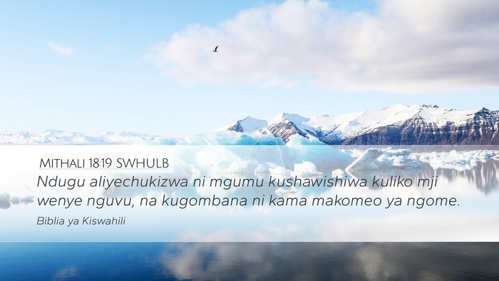 Mithali 18:19 SWHULB Desktop Wallpaper - Ndugu aliyechukizwa ni mgumu kushawishiwa kuliko - Desktop Bible Verse Wallpaper