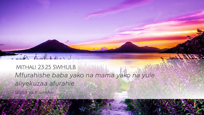 Mithali 23:25 SWHULB Desktop Wallpaper - Mfurahishe baba yako na mama yako na yule - Desktop Bible Verse Wallpaper