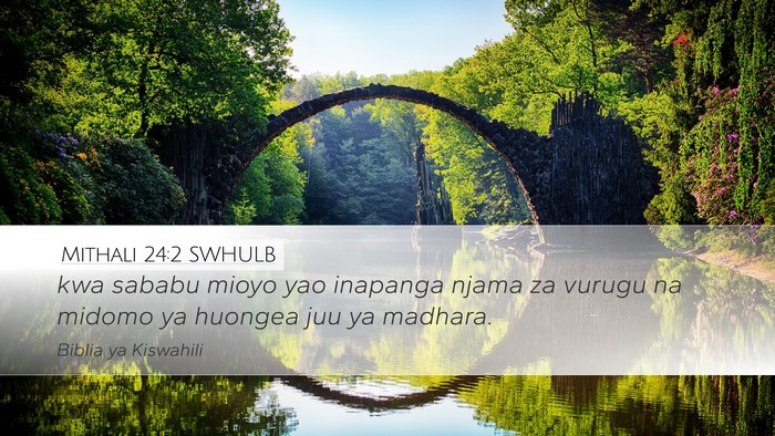 Mithali 24:2 SWHULB Desktop Wallpaper - kwa sababu mioyo yao inapanga njama za vurugu na - Desktop Bible Verse Wallpaper