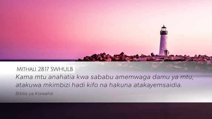 Mithali 28:17 SWHULB Bible Verse Image