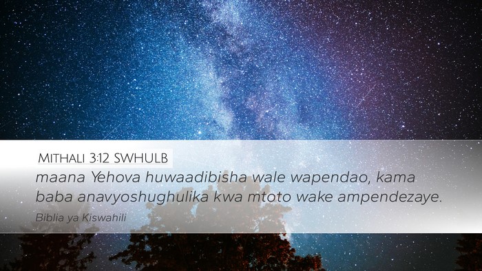 Mithali 3:12 SWHULB Bible Verse Image