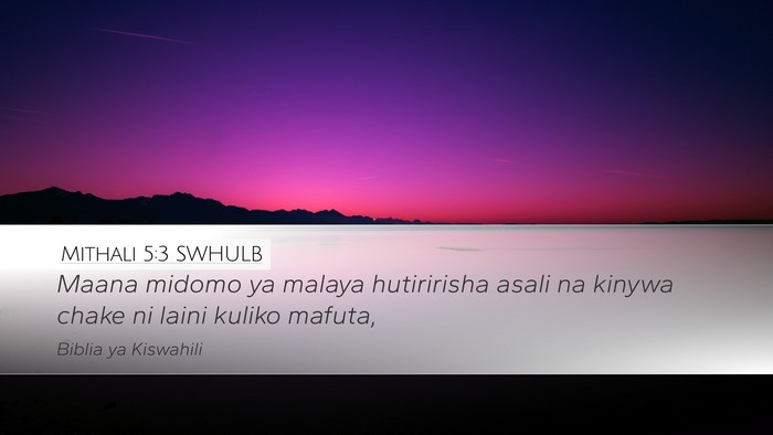 Mithali 5:3 SWHULB Bible Verse Image