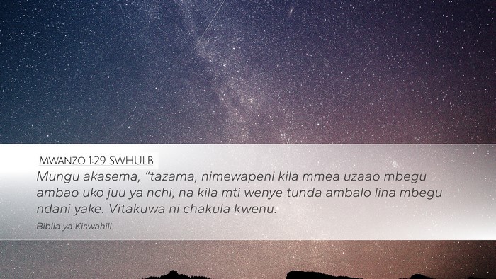 Mwanzo 1:29 SWHULB Bible Verse Image