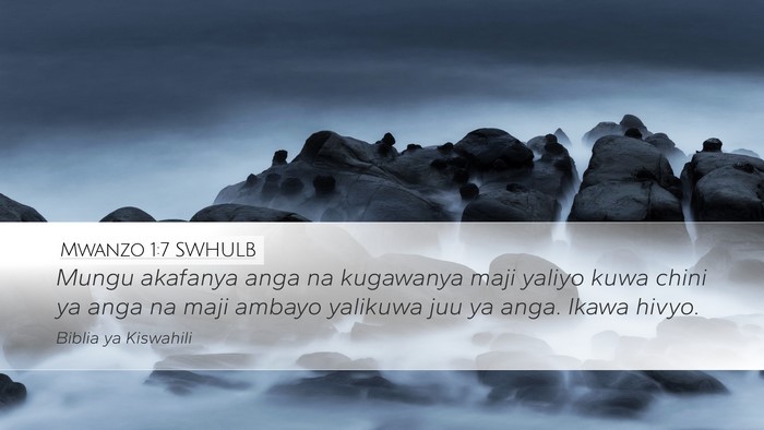 Mwanzo 1:7 SWHULB Bible Verse Image