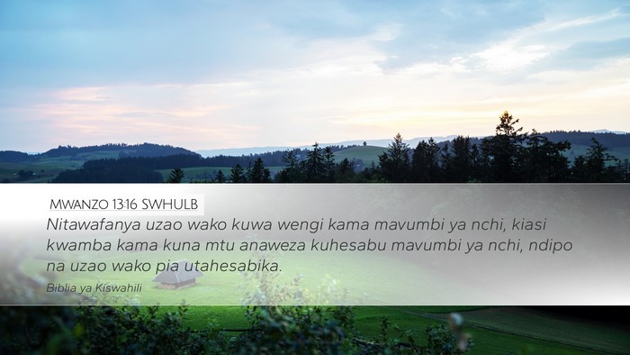 Mwanzo 13:16 SWHULB Bible Verse Image