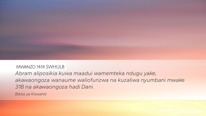 Mwanzo 14:14 SWHULB Bible Verse Image