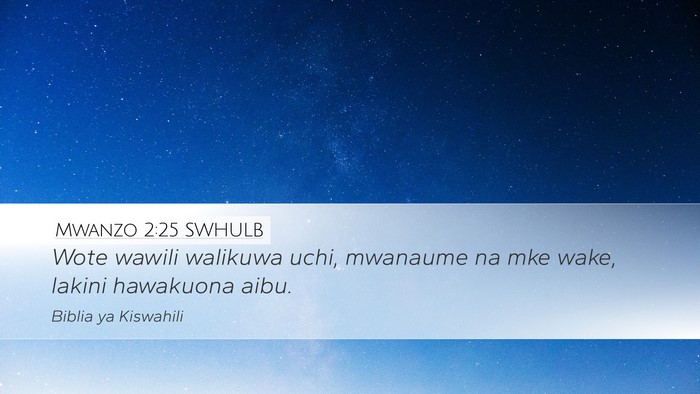 Mwanzo 2:25 SWHULB Bible Verse Image