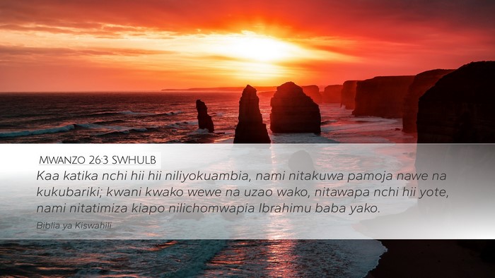 Mwanzo 26:3 SWHULB Bible Verse Image