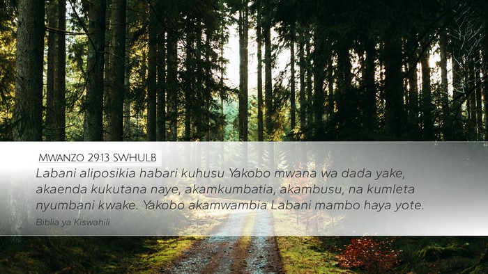 Mwanzo 29:13 SWHULB Bible Verse Image