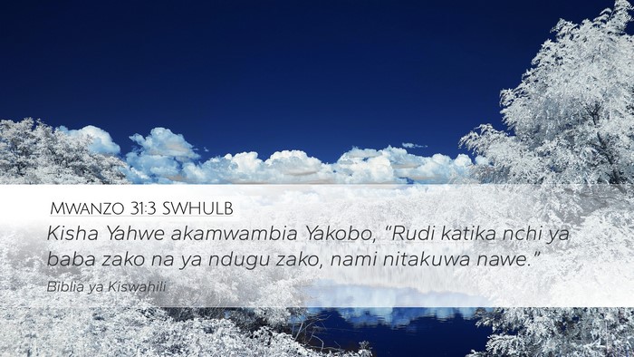 Mwanzo 31:3 SWHULB Bible Verse Image
