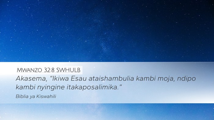 Mwanzo 32:8 SWHULB Bible Verse Image