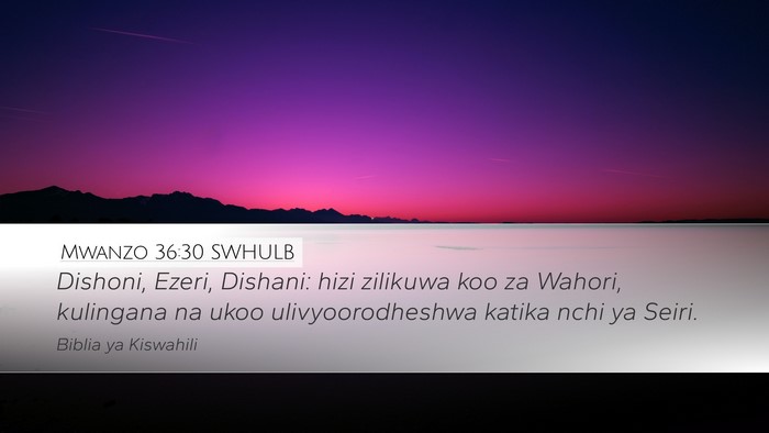 Mwanzo 36:30 SWHULB Bible Verse Image