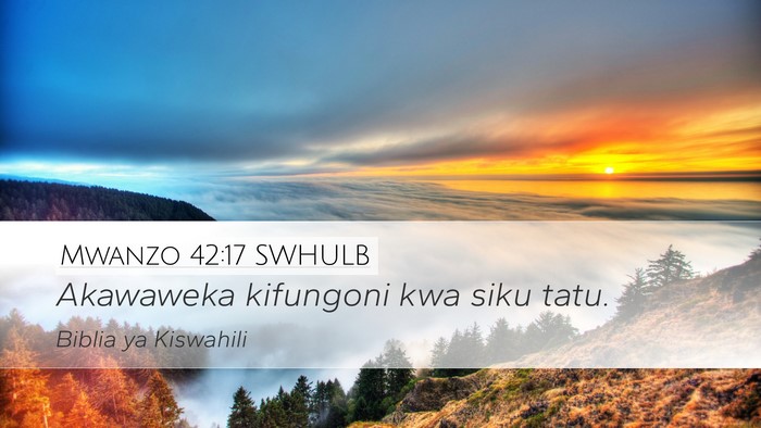 Mwanzo 42:17 SWHULB Desktop Wallpaper - Akawaweka kifungoni kwa siku - Desktop Bible Verse Wallpaper