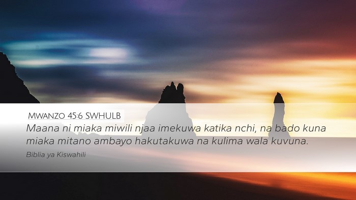 Mwanzo 45:6 SWHULB Bible Verse Image