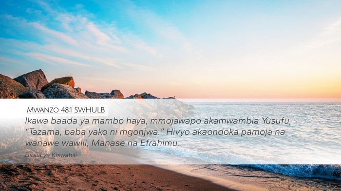 Mwanzo 48:1 SWHULB Desktop Wallpaper - Ikawa baada ya mambo haya, mmojawapo akamwambia - Desktop Bible Verse Wallpaper