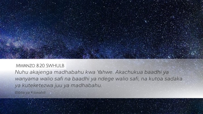 Mwanzo 8:20 SWHULB Bible Verse Image