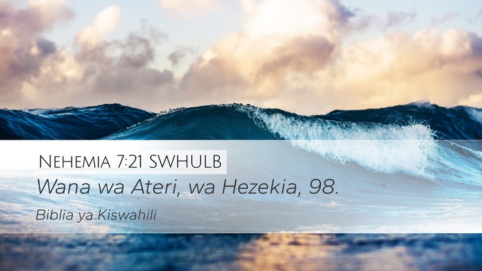 Nehemia 7:21 SWHULB Desktop Wallpaper - Wana wa Ateri, wa Hezekia, - Desktop Bible Verse Wallpaper