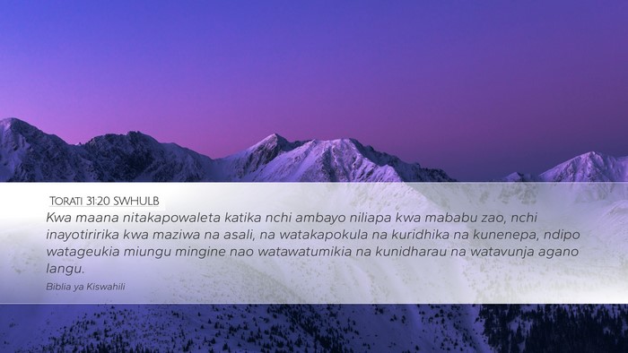 Torati 31:20 SWHULB Bible Verse Image